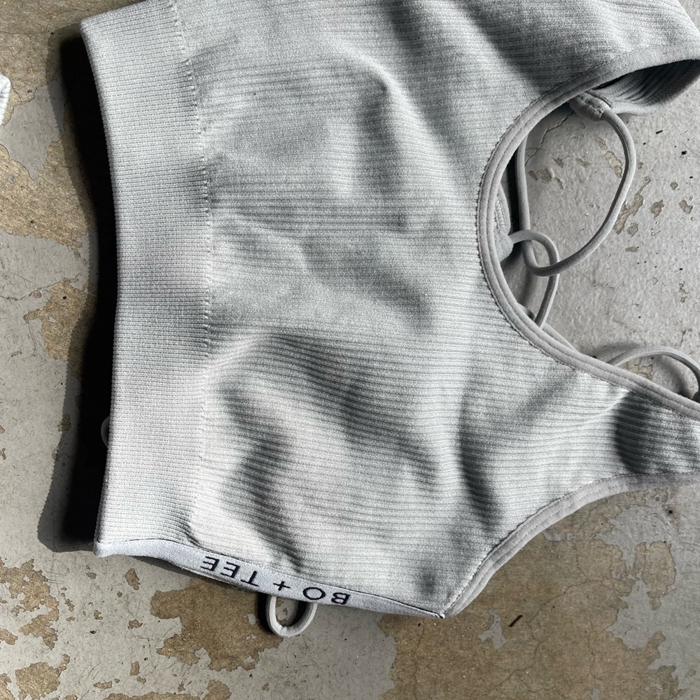 Bo+Tee Gray Ribbed Activewear Set - Picture 4 of 6